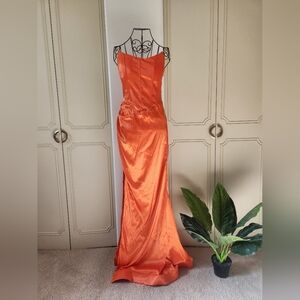 Princess Polly Tyree Strapless Orange Gown Size 8, Prom